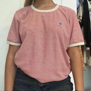 Red striped obey shirt